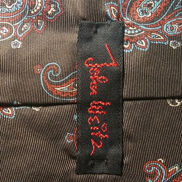 John Weitz 100% silk brown paisley pattern tie - Picture 4 of 4